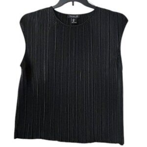 Rachel Zoe Blouse L Pleated Black Got Witchy Minimalist Dark Academia Glam Luxe